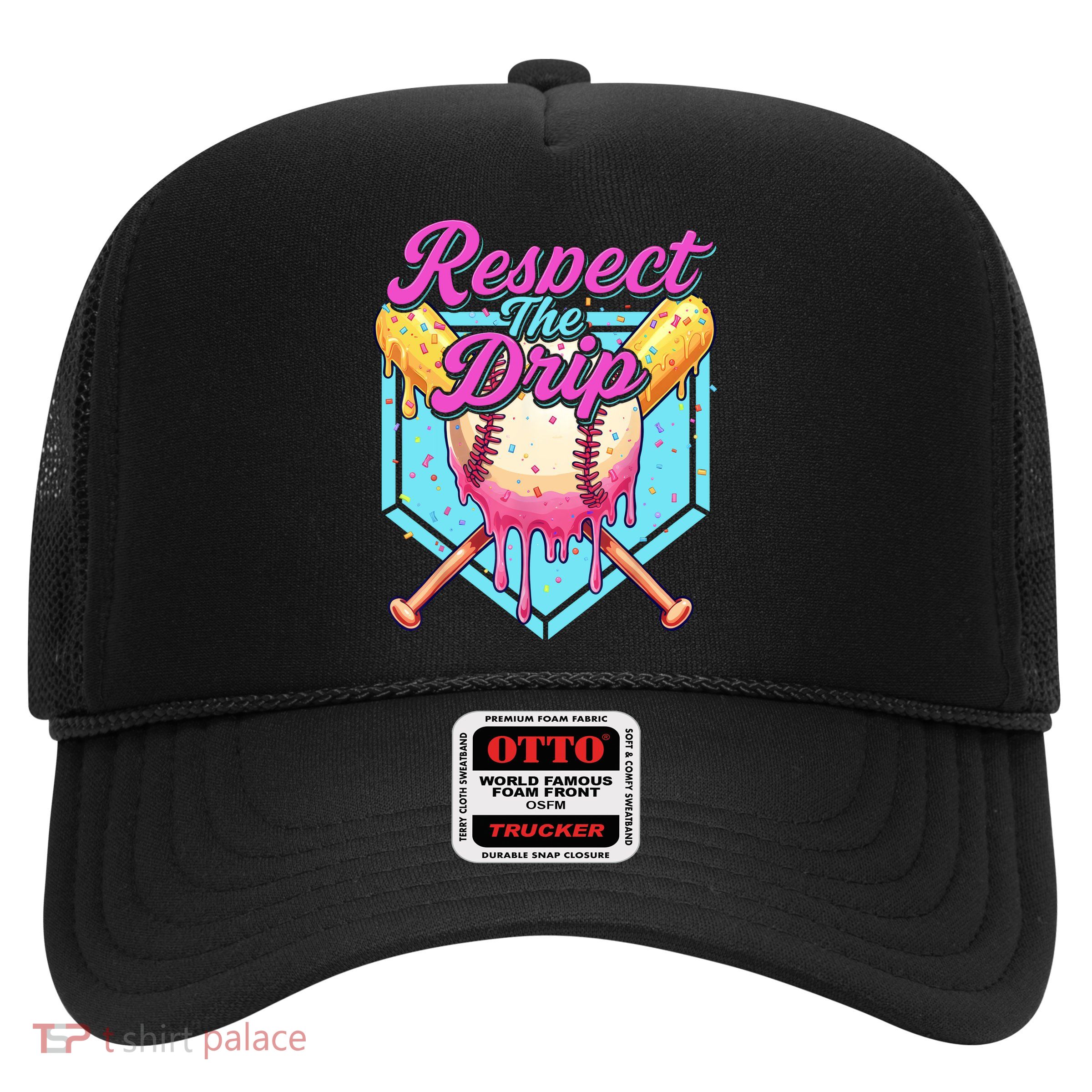 Baseball Drip Boy Home Plate Sports Respect The Drip  Trucker Hat