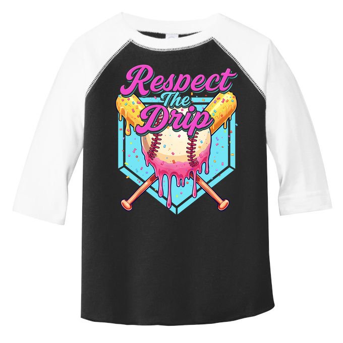 Baseball Drip Boy Home Plate Sports Respect The Drip  Toddler Fine Jersey T-Shirt