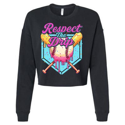 Baseball Drip Boy Home Plate Sports Respect The Drip  Cropped Pullover Crew