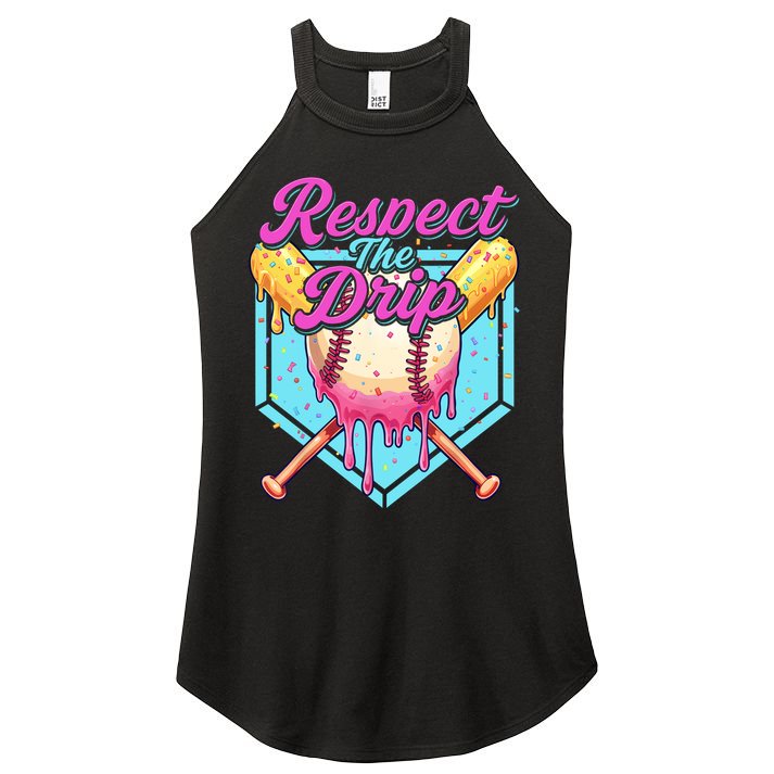 Baseball Drip Boy Home Plate Sports Respect The Drip  Women's Perfect Tri Rocker Tank