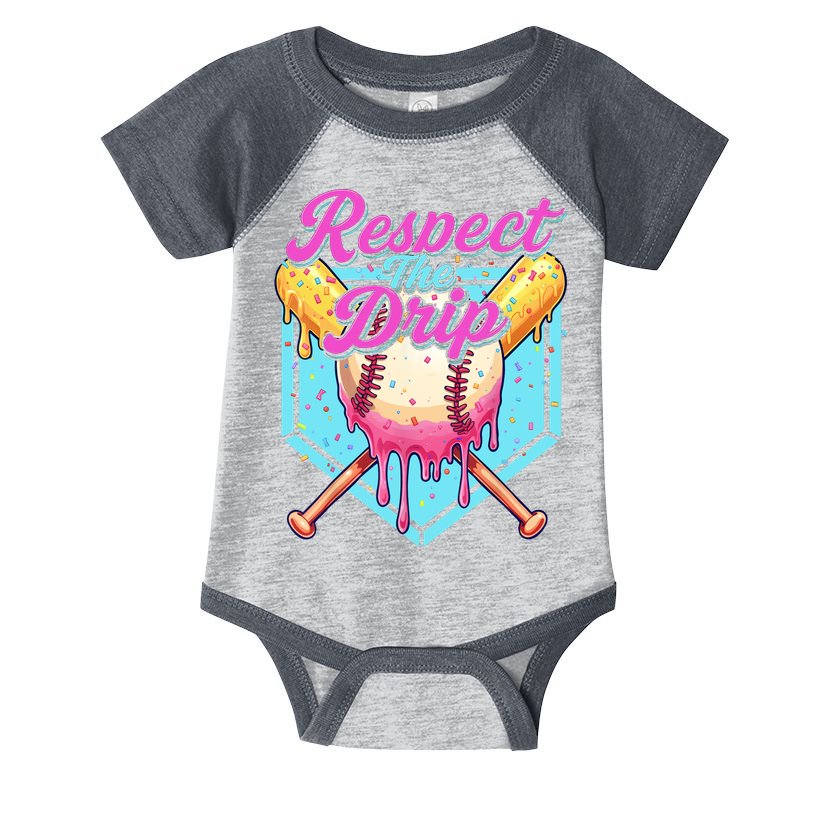 Baseball Drip Boy Home Plate Sports Respect The Drip  Infant Baby Jersey Bodysuit