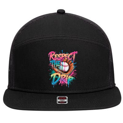 Baseball Drip Boy Ice Cream Drip Respect The Drip  7 Panel Mesh Trucker Snapback Hat
