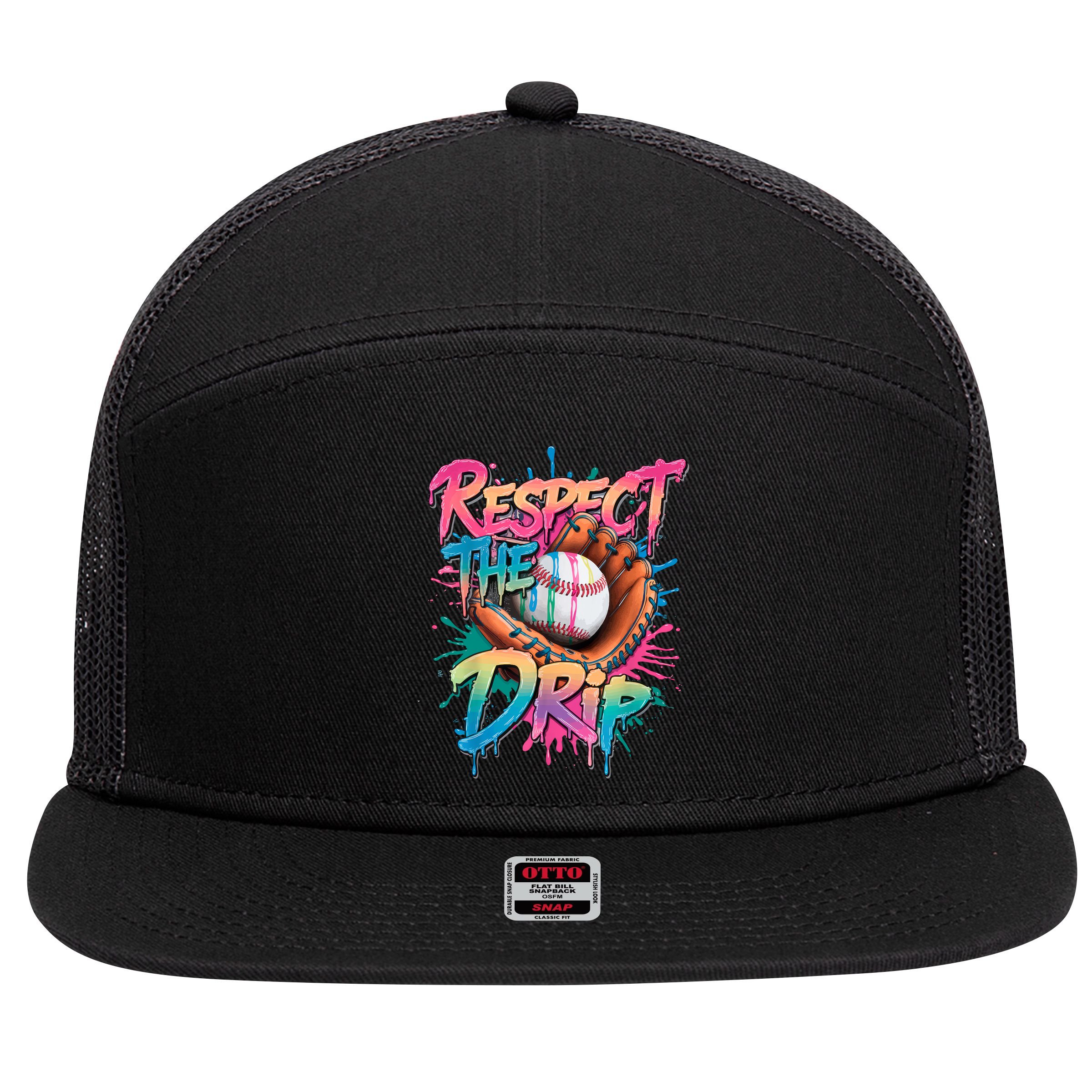Baseball Drip Boy Ice Cream Drip Respect The Drip  7 Panel Mesh Trucker Snapback Hat
