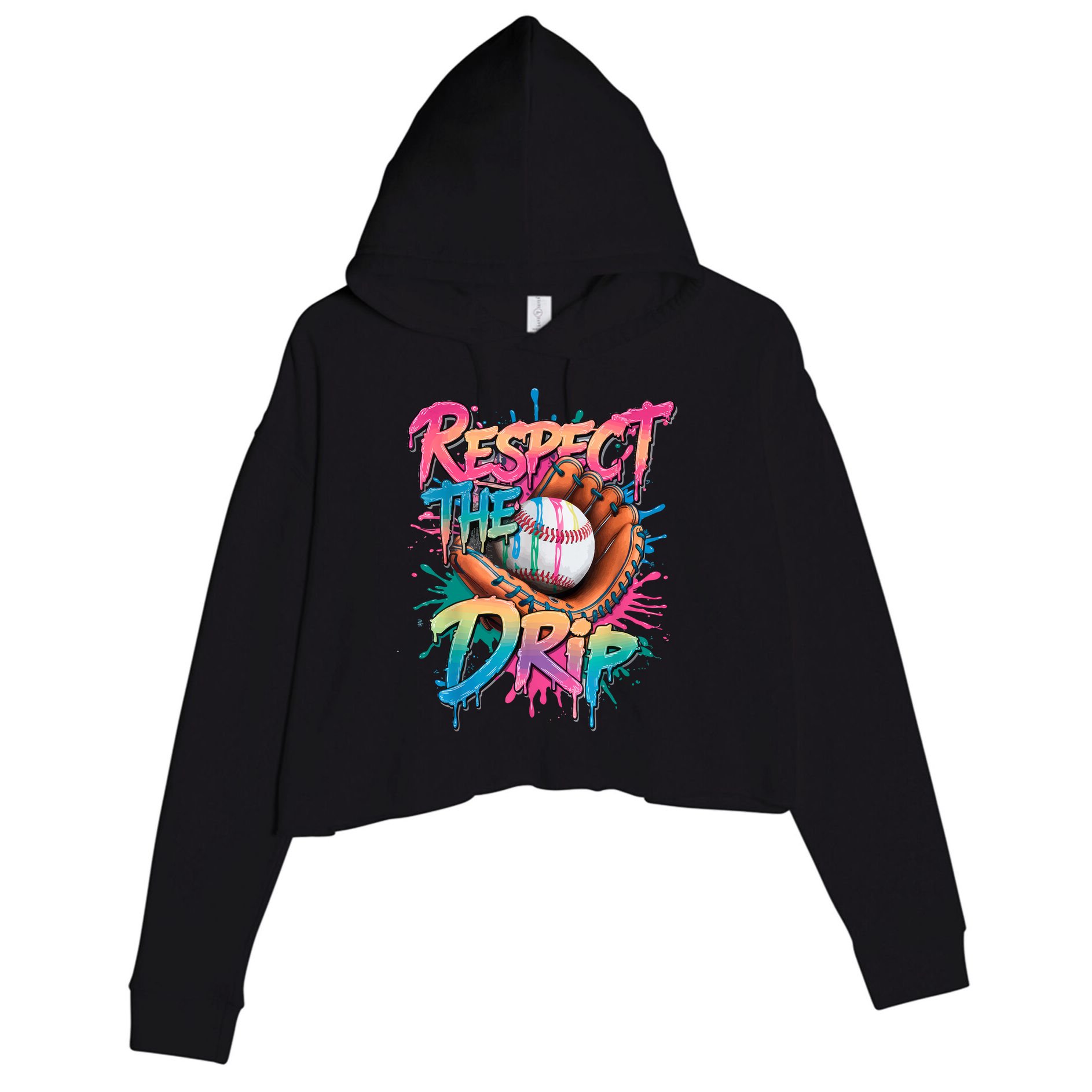 Baseball Drip Boy Ice Cream Drip Respect The Drip  Crop Fleece Hoodie