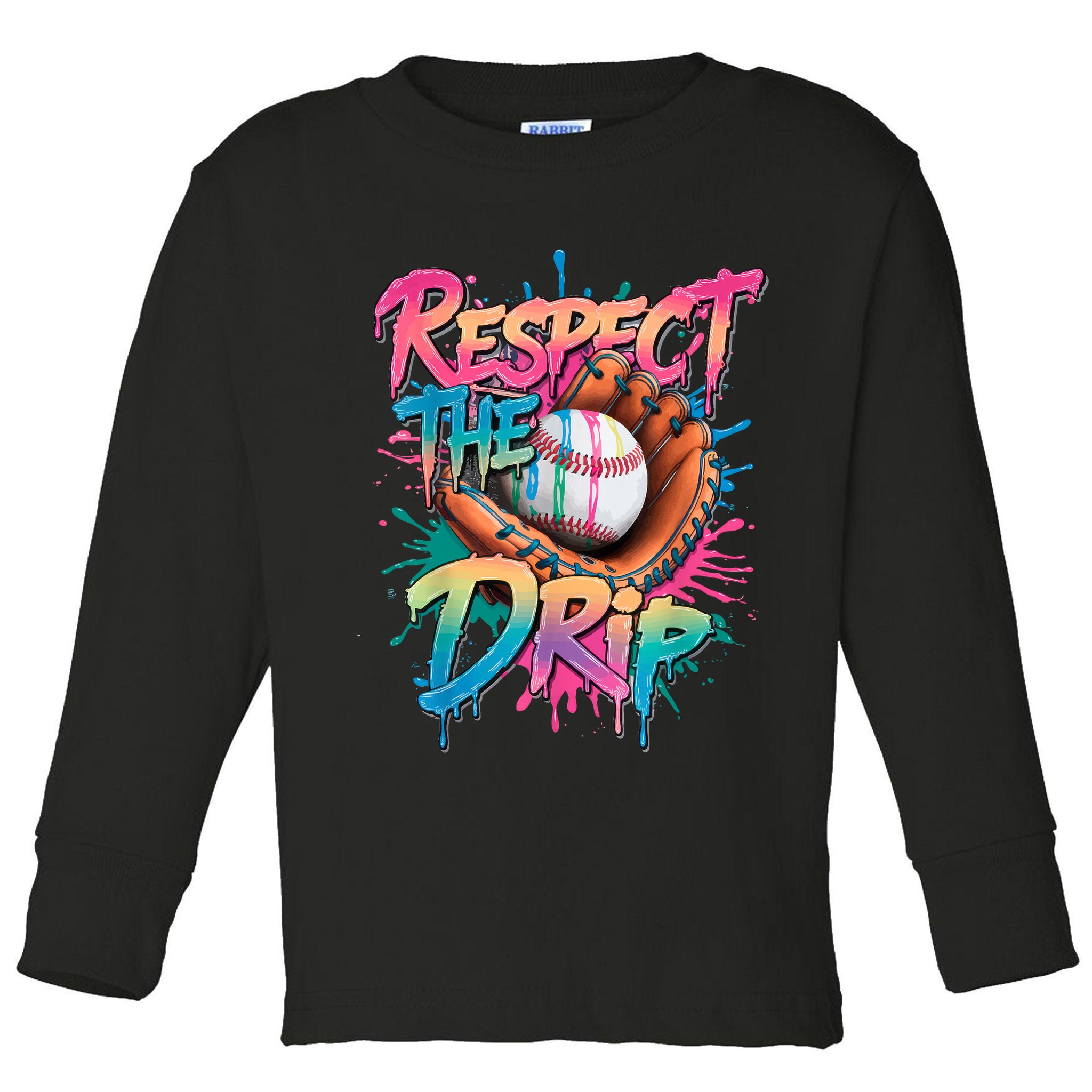Baseball Drip Boy Ice Cream Drip Respect The Drip  Toddler Long Sleeve Shirt