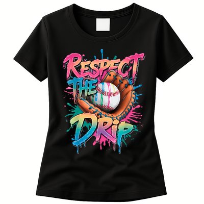 Baseball Drip Boy Ice Cream Drip Respect The Drip  Womens T-Shirt