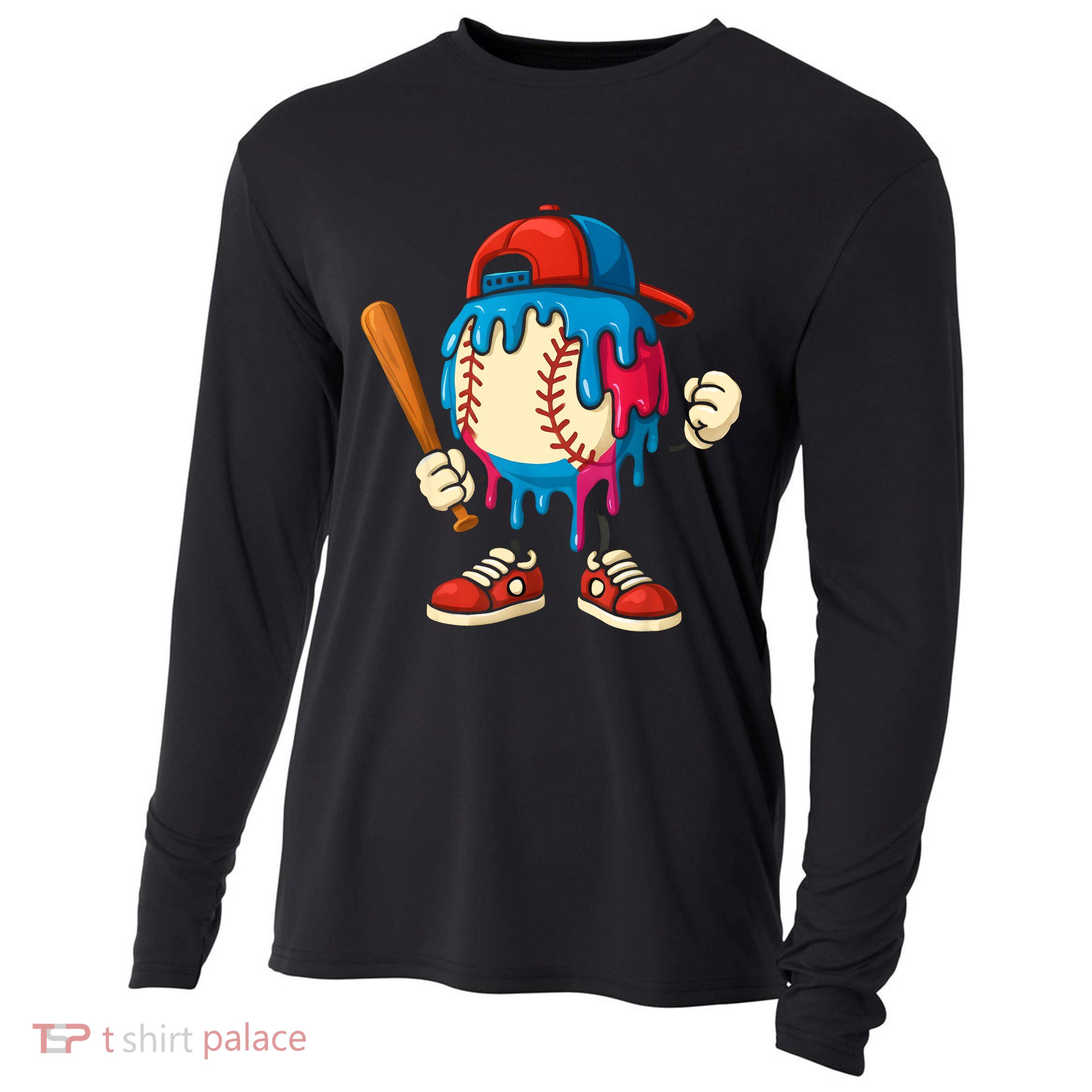Baseball Drip Boy Ice Cream Drip Sport Game Day  Cooling Performance Long Sleeve Crew