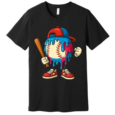 Baseball Drip Boy Ice Cream Drip Sport Game Day  Premium T-Shirt