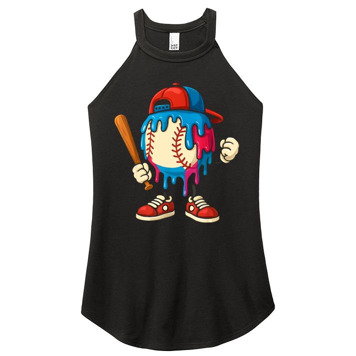 Baseball Drip Boy Ice Cream Drip Sport Game Day  Women's Perfect Tri Rocker Tank