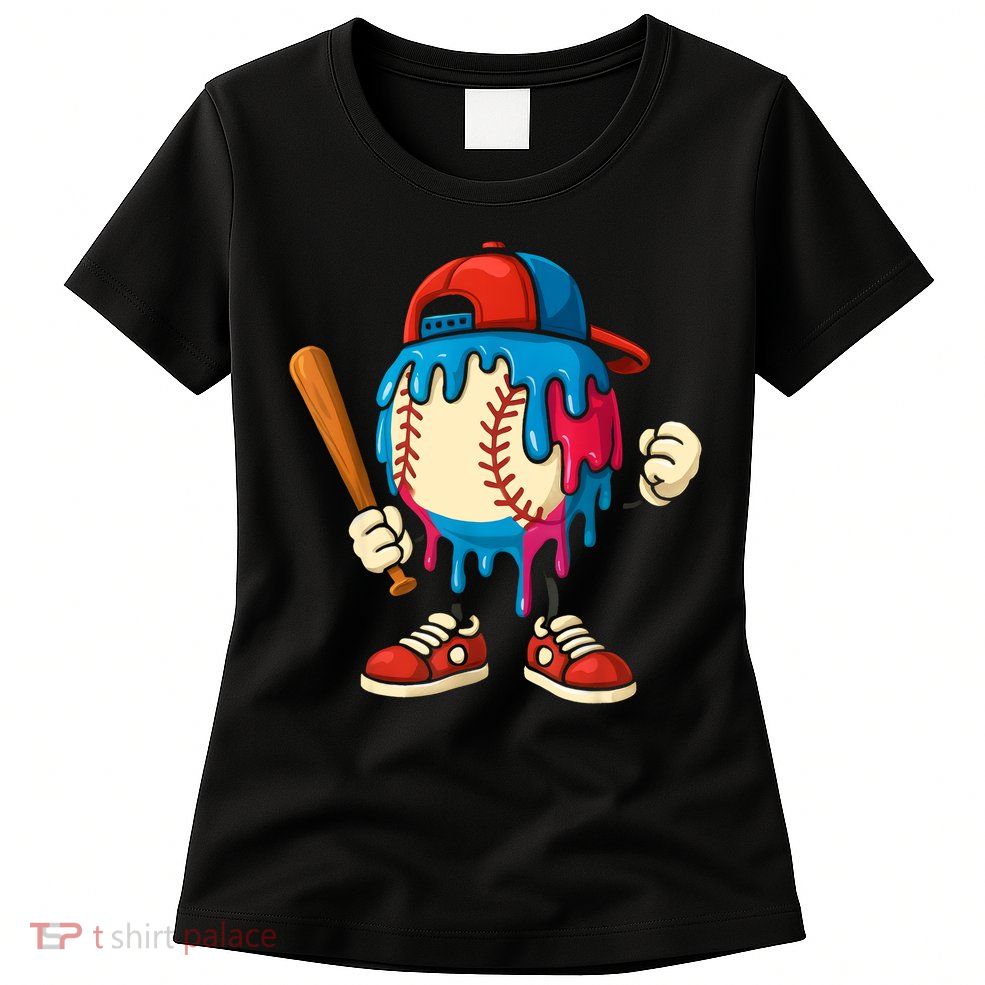 Baseball Drip Boy Ice Cream Drip Sport Game Day  Womens T-Shirt