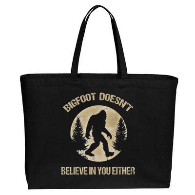 Bigfoot Doesnt Believe In You Either T Bigfoot Is Real Cotton Canvas Jumbo Tote