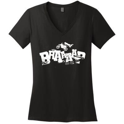 Braaap Dirt Biking Boy Dirt Bike Women's V-Neck T-Shirt