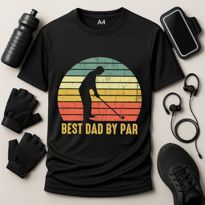 Best Dad By Par Disc Golf Golfer Player Funny Father's Day Cooling Performance Crew T-Shirt