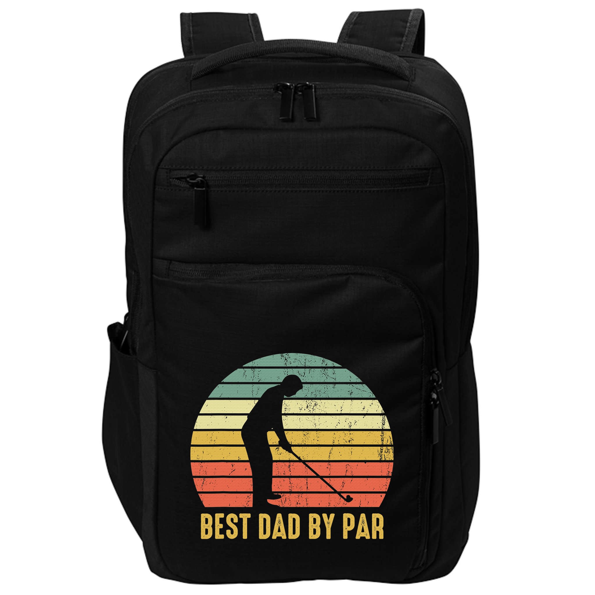 Best Dad By Par Disc Golf Golfer Player Funny Father's Day Impact Tech Backpack