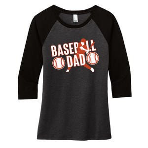 Baseball Dad Baseball Father Player Women's Tri-Blend 3/4-Sleeve Raglan Shirt