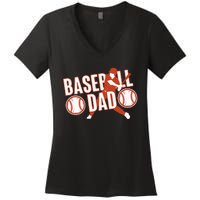 Baseball Dad Baseball Father Player Women's V-Neck T-Shirt