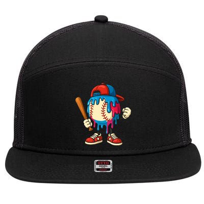 Baseball Drip Boy Ice Cream Drip Sport Game Day  7 Panel Mesh Trucker Snapback Hat
