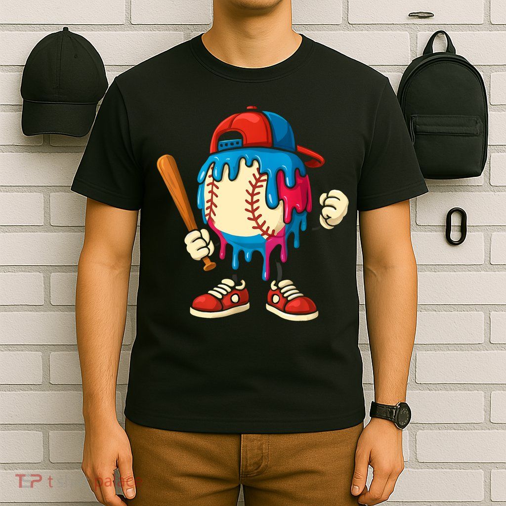 Baseball Drip Boy Ice Cream Drip Sport Game Day  T-Shirt