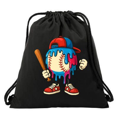 Baseball Drip Boy Ice Cream Drip Sport Game Day  Drawstring Bag