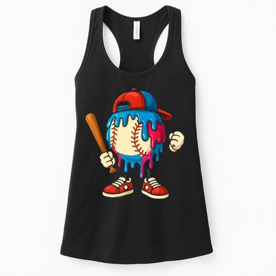 Baseball Drip Boy Ice Cream Drip Sport Game Day  Womens Tank Top
