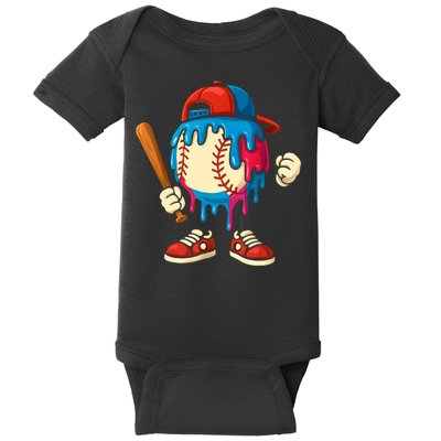 Baseball Drip Boy Ice Cream Drip Sport Game Day  Baby Bodysuit
