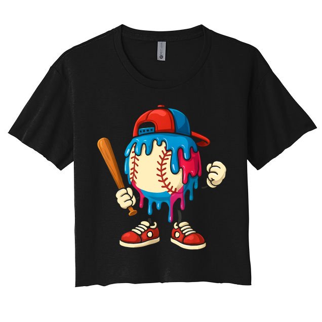 Baseball Drip Boy Ice Cream Drip Sport Game Day  Crop Top