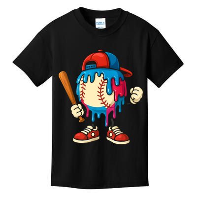 Baseball Drip Boy Ice Cream Drip Sport Game Day  Kids T-Shirt