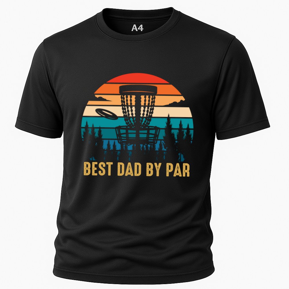 Best Dad By Par Funny Disc Golfing Dad Meaningful Gift Cooling Performance Crew T-Shirt