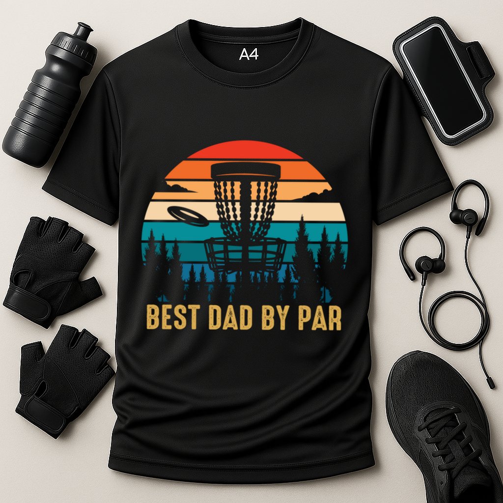 Best Dad By Par Funny Disc Golfing Dad Meaningful Gift Cooling Performance Crew T-Shirt