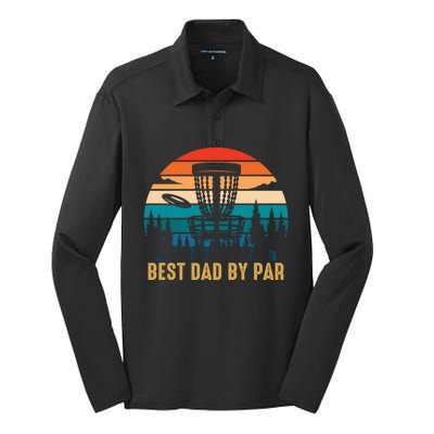 Best Dad By Par Funny Disc Golfing Dad Meaningful Gift Silk Touch Performance Long Sleeve Polo