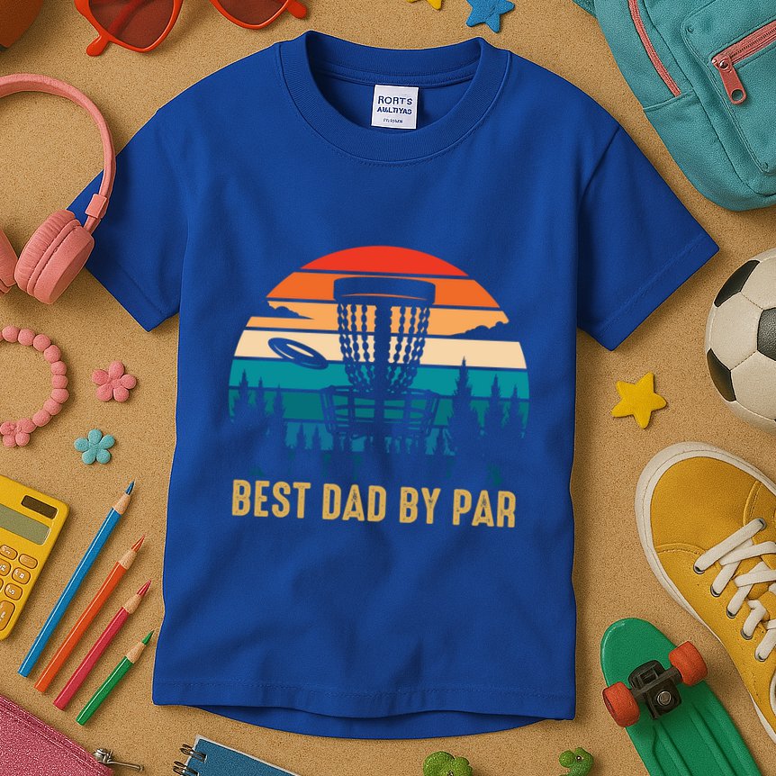 Best Dad By Par Funny Disc Golfing Dad Meaningful Gift Kids T-Shirt