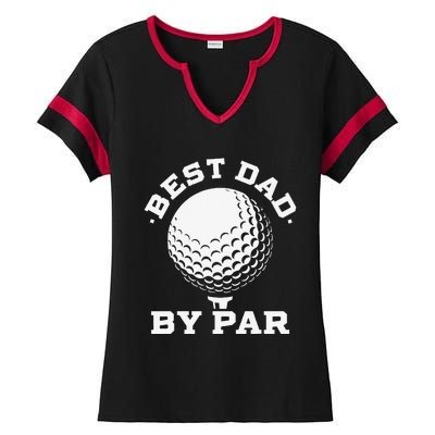 Best Dad by Par Funny Golf Player Father's Day Ladies Halftime Notch Neck Tee