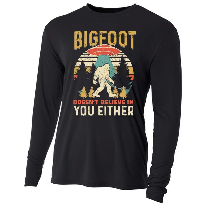 Bigfoot Doesnt Believe In You Either Funny Sasquatch Vintage Cooling Performance Long Sleeve Crew