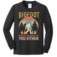 Bigfoot Doesnt Believe In You Either Funny Sasquatch Vintage Kids Long Sleeve Shirt