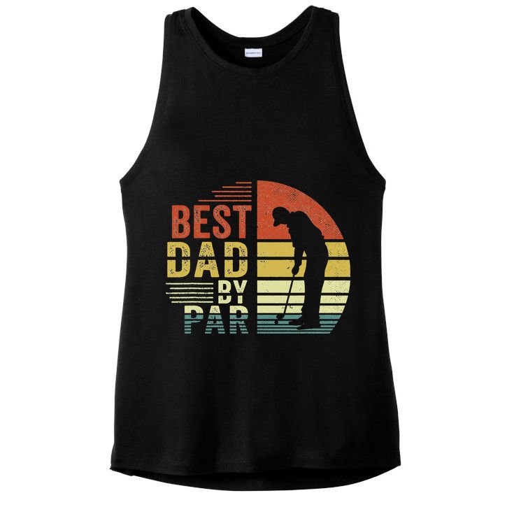 Best Dad By Par Golf Golfer Vintage Father's Day Ladies PosiCharge Tri-Blend Wicking Tank