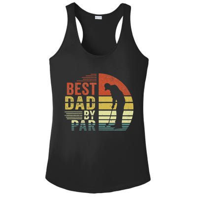 Best Dad By Par Golf Golfer Vintage Father's Day Ladies PosiCharge Competitor Racerback Tank
