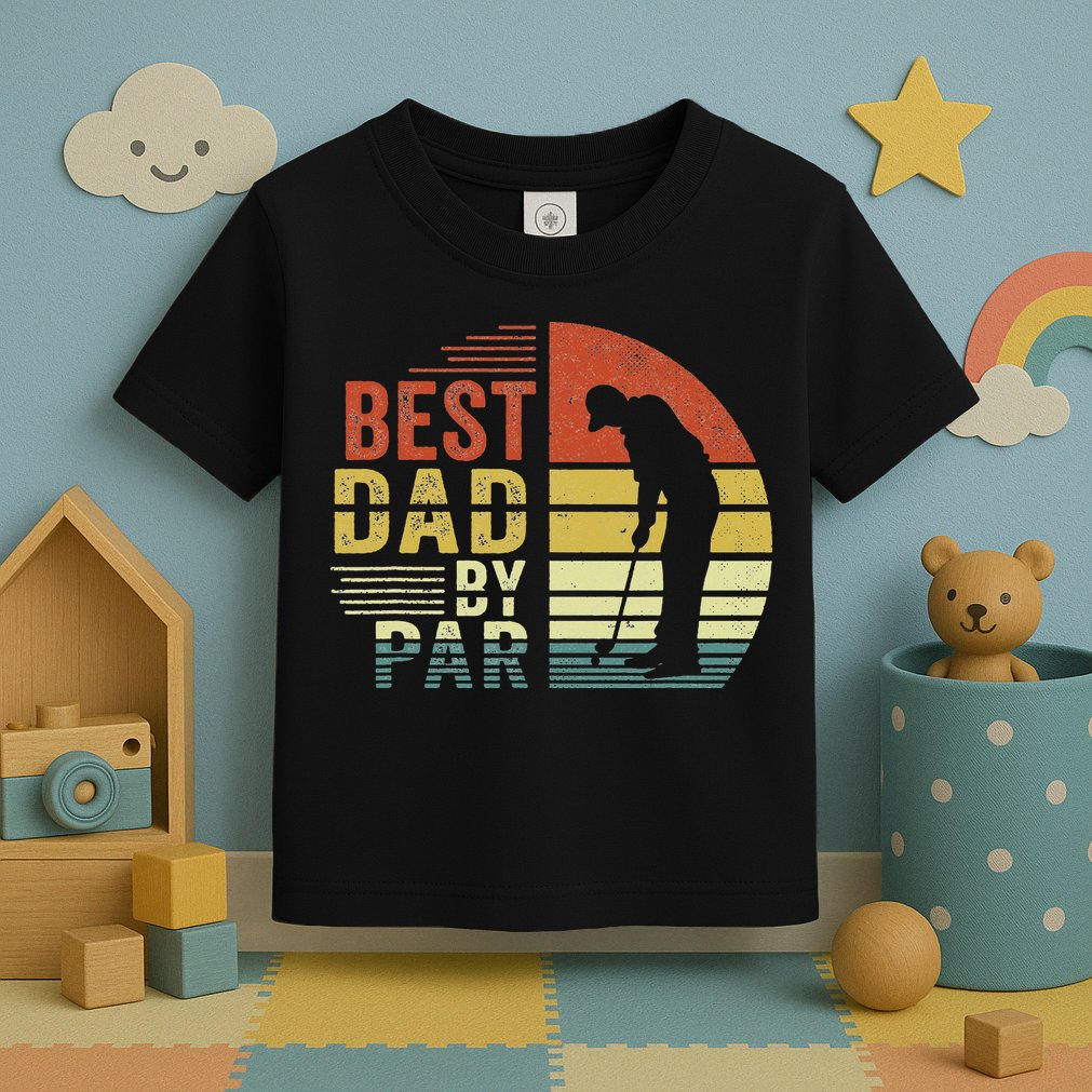 Best Dad By Par Golf Golfer Vintage Father's Day Toddler T-Shirt