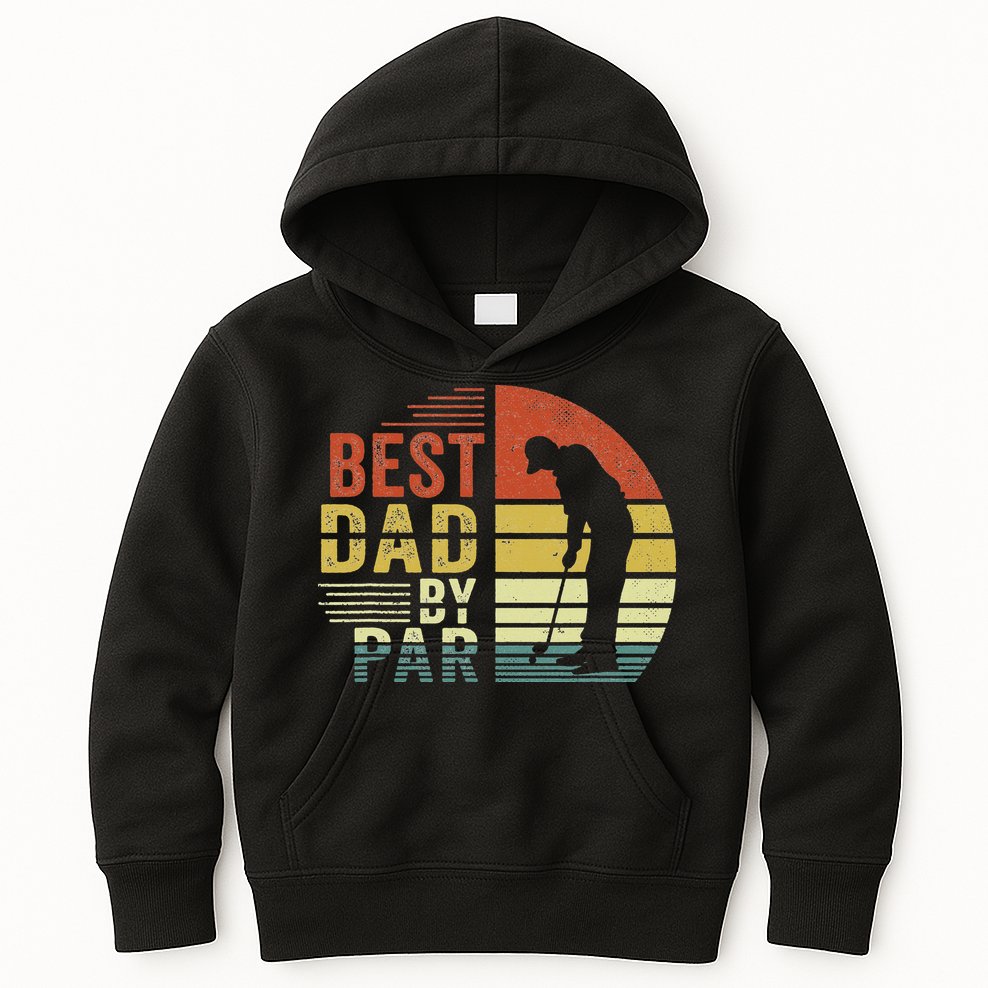 Best Dad By Par Golf Golfer Vintage Father's Day Kids Hoodie