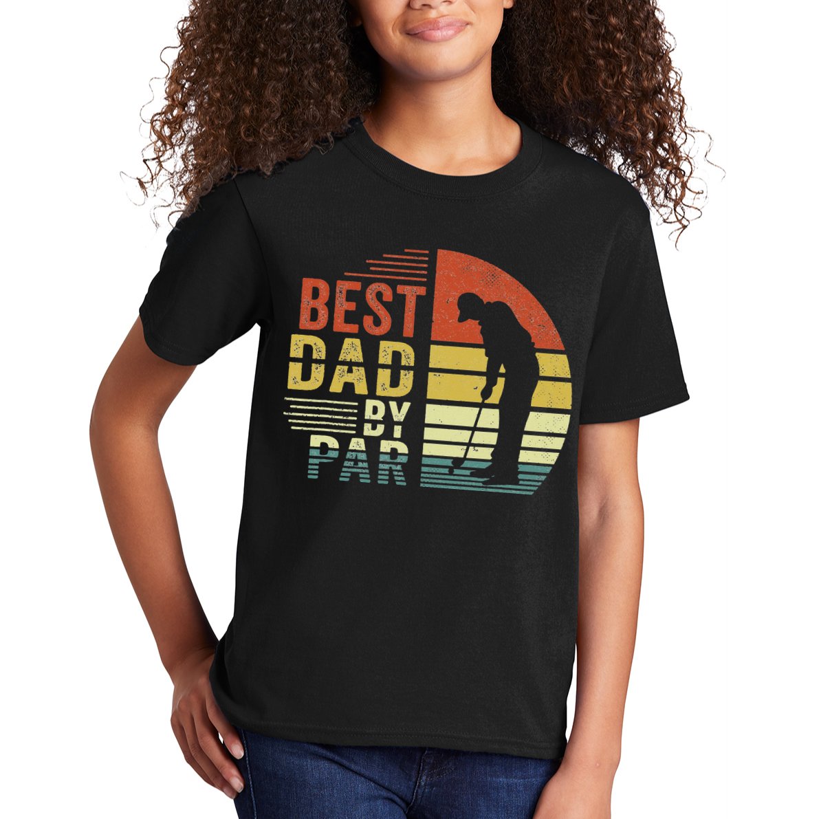 Best Dad By Par Golf Golfer Vintage Father's Day Kids T-Shirt