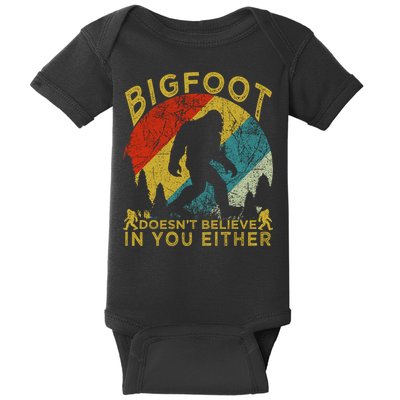 Bigfoot Doesn't Believe In You Either Baby Bodysuit