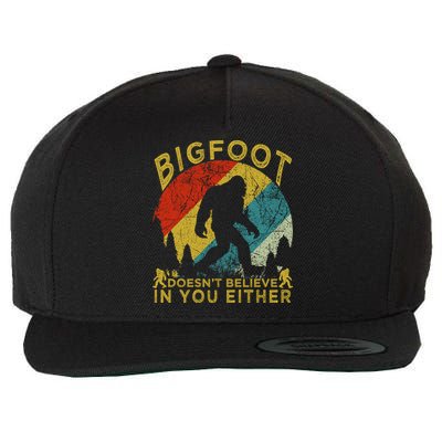 Bigfoot Doesn't Believe In You Either Wool Snapback Cap