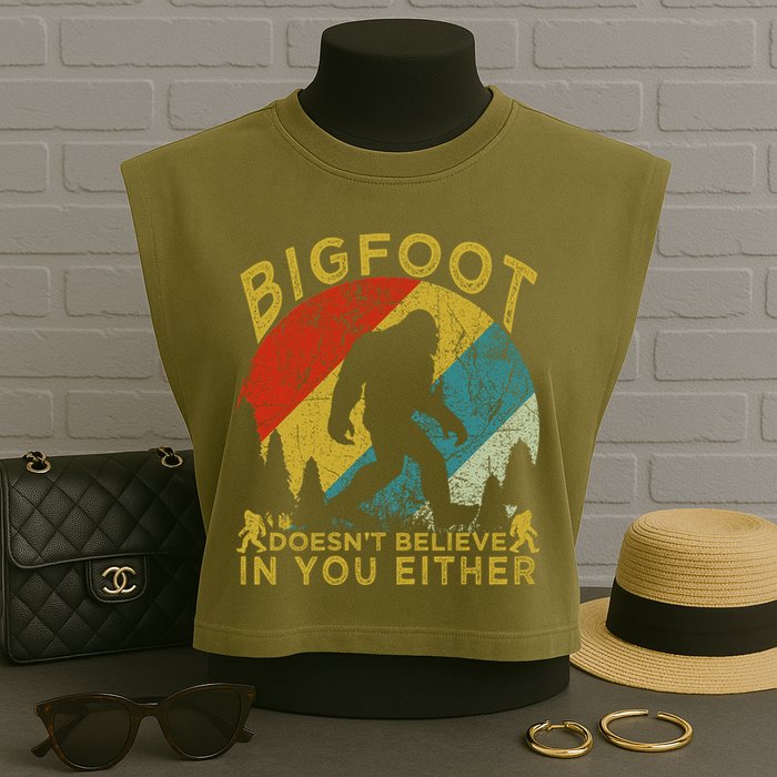 Bigfoot Doesn't Believe In You Either Garment-Dyed Women's Muscle Tee