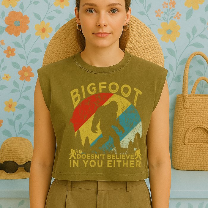 Bigfoot Doesn't Believe In You Either Garment-Dyed Women's Muscle Tee