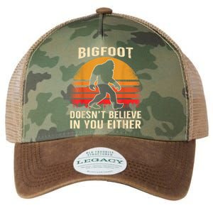 Bigfoot Doesnt Believe In You Either Bigfoot Sasquatch Retro Legacy Tie Dye Trucker Hat