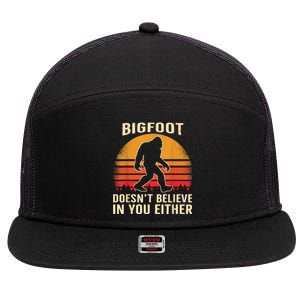 Bigfoot Doesnt Believe In You Either Bigfoot Sasquatch Retro 7 Panel Mesh Trucker Snapback Hat