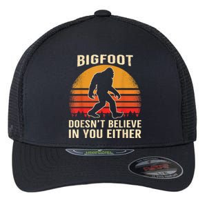 Bigfoot Doesnt Believe In You Either Bigfoot Sasquatch Retro Flexfit Unipanel Trucker Cap