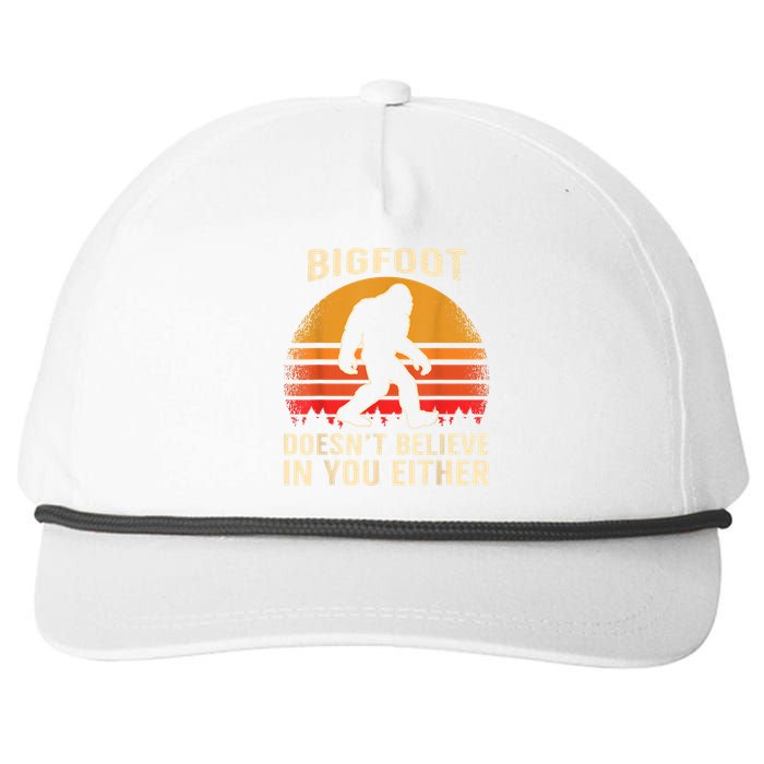 Bigfoot Doesnt Believe In You Either Bigfoot Sasquatch Retro Snapback Five-Panel Rope Hat