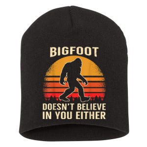 Bigfoot Doesnt Believe In You Either Bigfoot Sasquatch Retro Short Acrylic Beanie