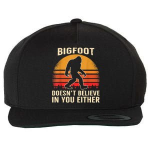 Bigfoot Doesnt Believe In You Either Bigfoot Sasquatch Retro Wool Snapback Cap