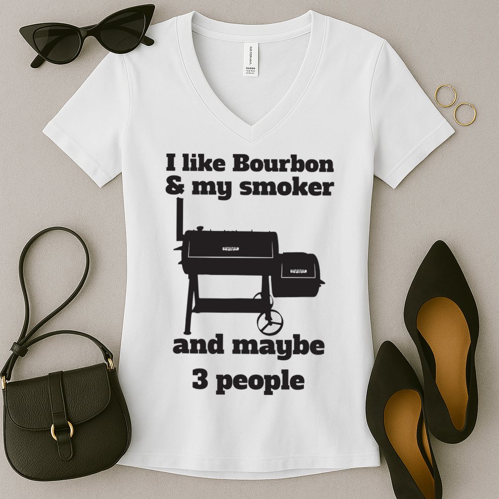 Best Dad BBQ Smoker Grill Lover Bourbon Whiskey Women's V-Neck T-Shirt